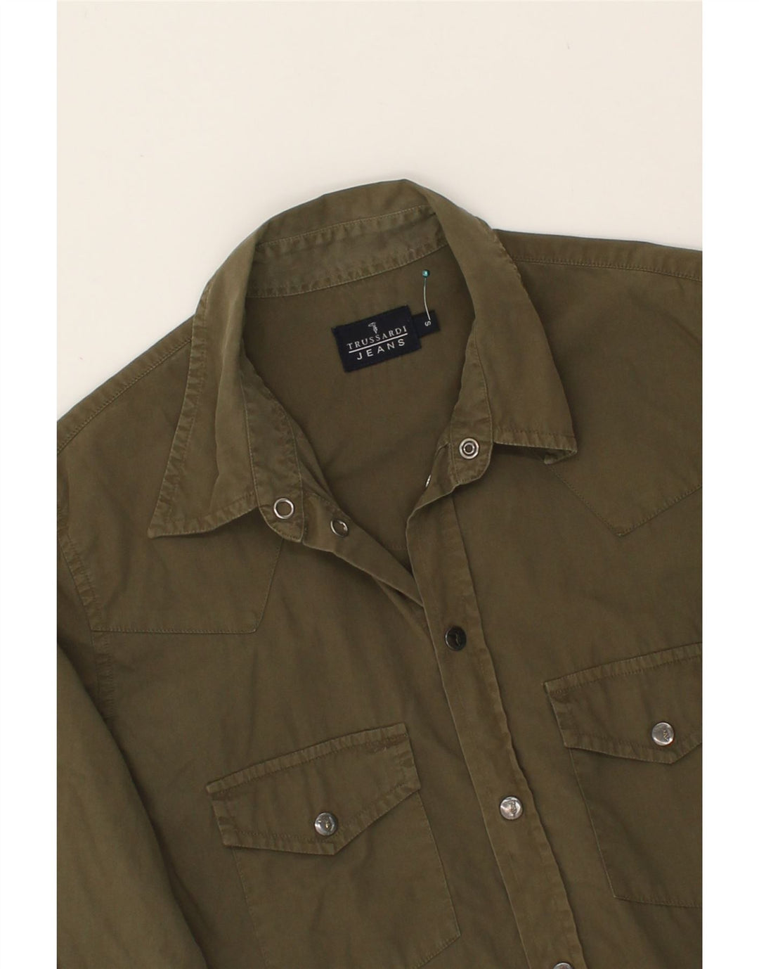 TRUSSARDI JEANS Mens Shirt Small Green Cotton Vintage Trussardi Jeans and Second-Hand Trussardi Jeans from Messina Hembry 