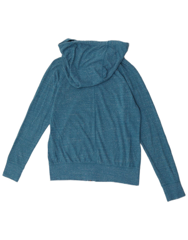 Suéter Nike feminino com capuz e zíper UK 10 pequeno algodão manchado azul