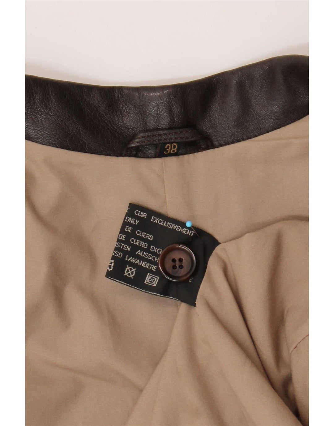 Jaqueta blazer feminina vintage de couro com 3 botões UE 38 couro marrom médio