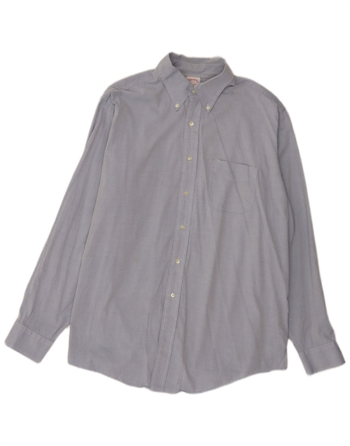 Camisa masculina Brooks Brothers tamanho 17 XL algodão azul
