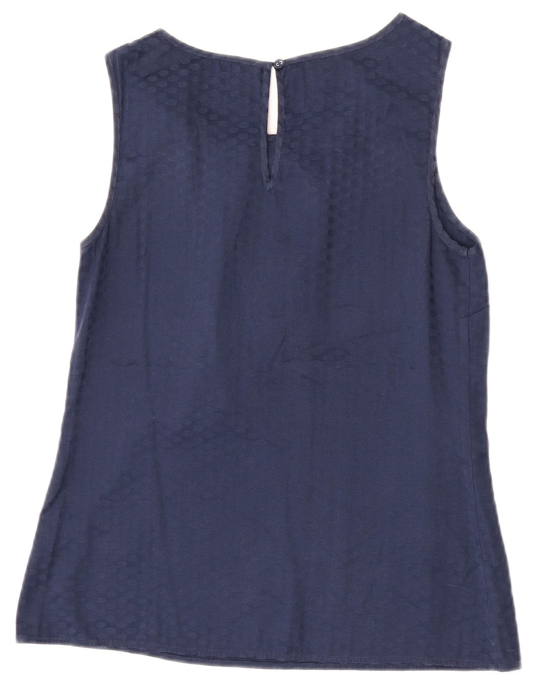 Blusa feminina sem mangas Oasis UK 12 poliéster manchado azul marinho médio