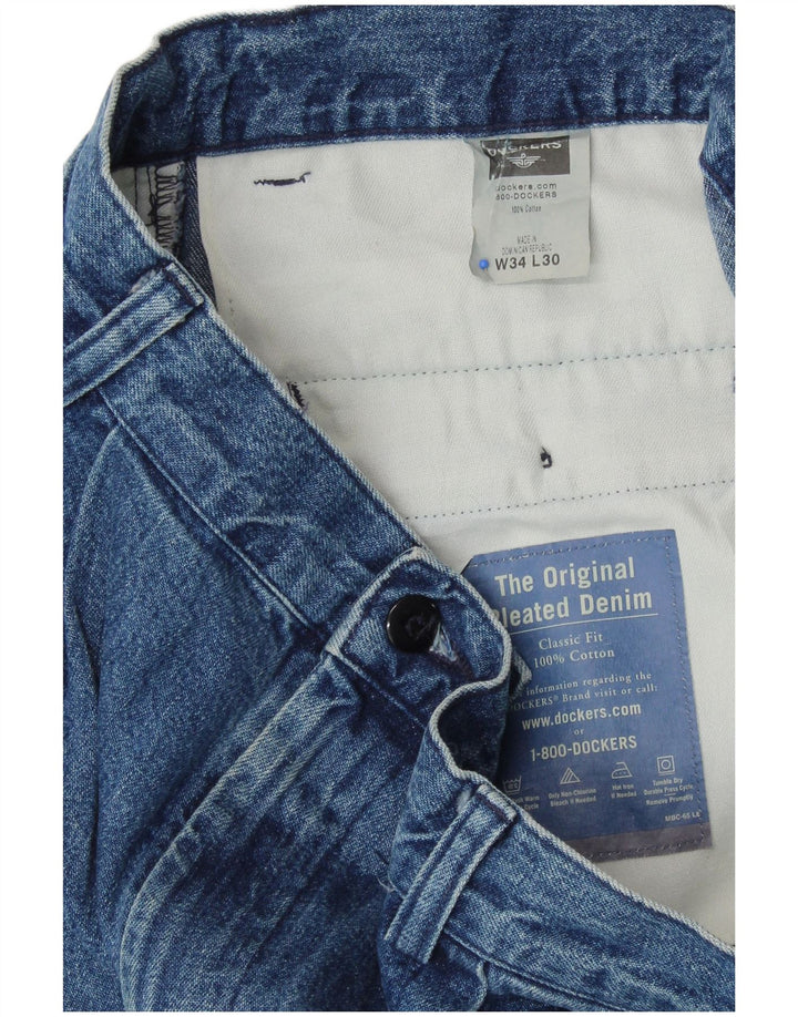 Dockers feminino clássico ajuste reto jeans W34 L30 algodão azul