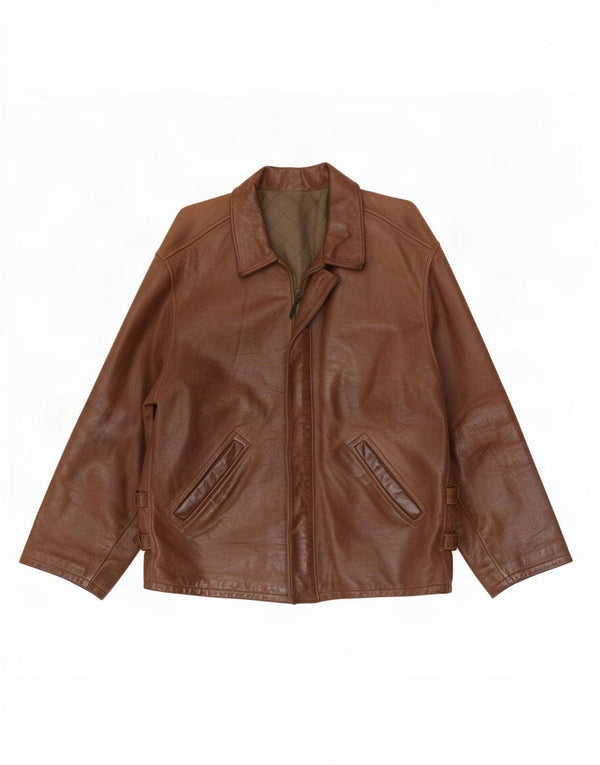 Jaqueta de couro masculina vintage UK 38 marrom médio