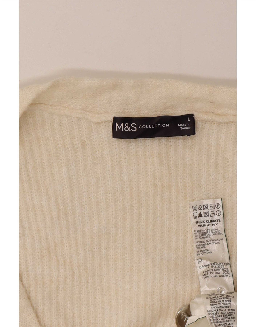 Suéter cardigã feminino grande Marks & Spencer UK 16 grande off white