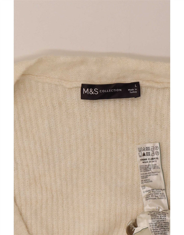 Suéter cardigã feminino grande Marks & Spencer UK 16 grande off white