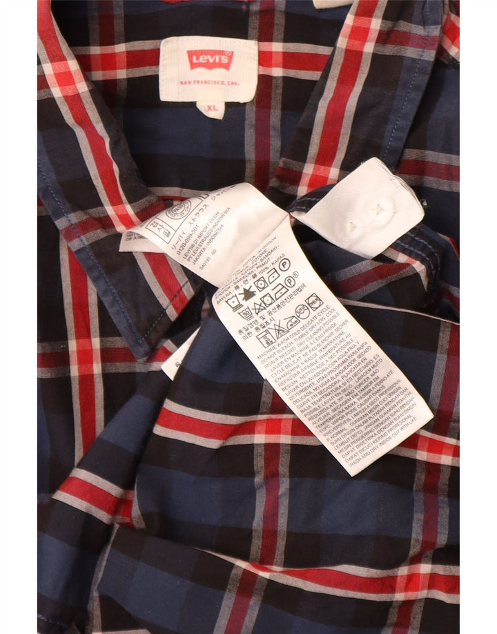 Camisa masculina LEVI'S XL azul marinho xadrez algodão