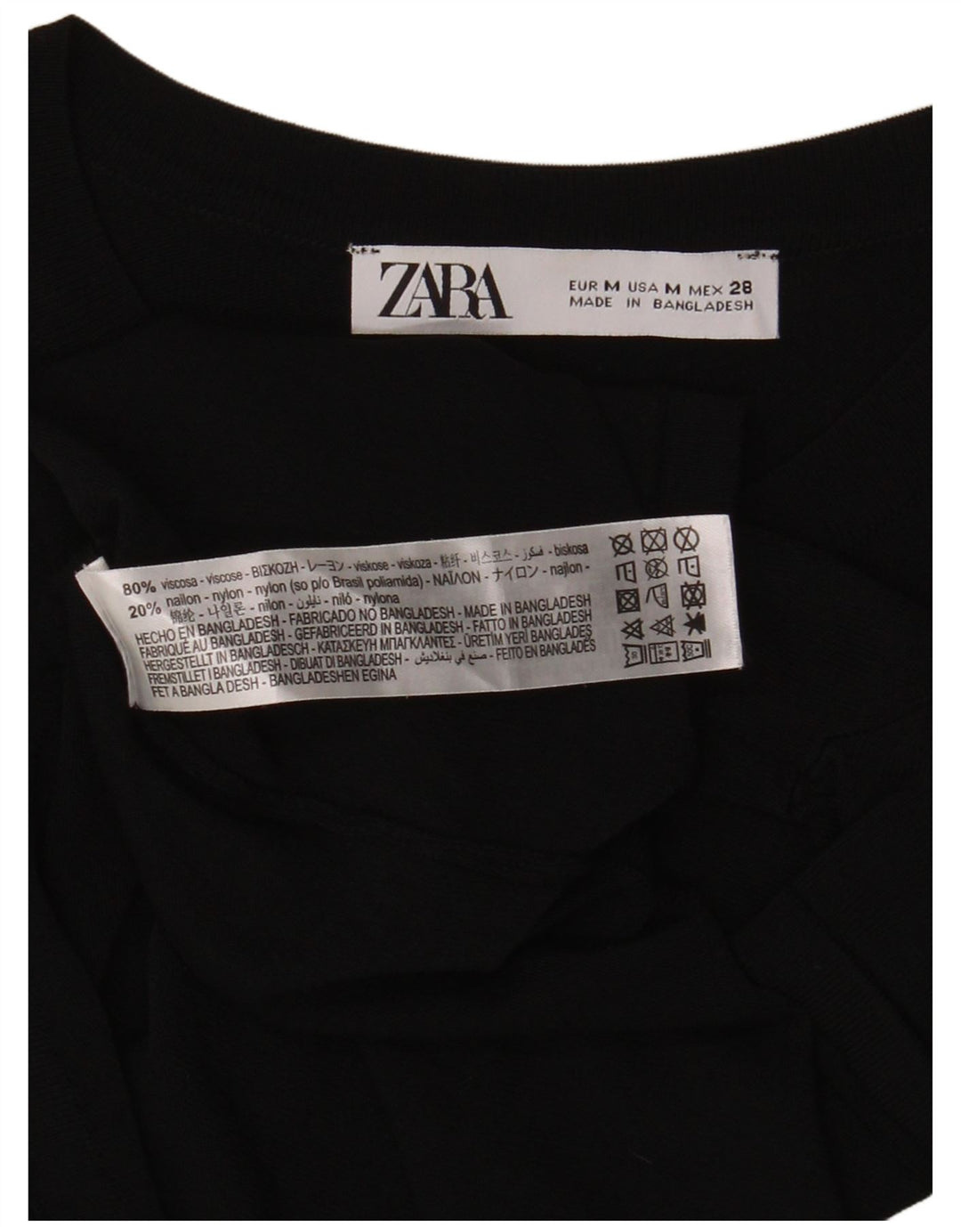 Camiseta feminina Zara UK 12 viscose preta média