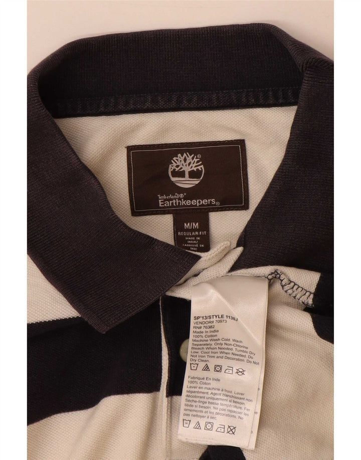 Camisa polo masculina Timberland Earthkeepers Regular Fit média branca listrada