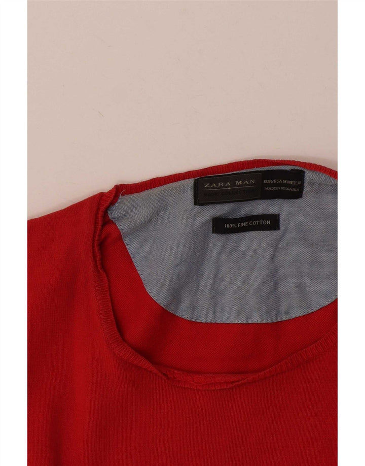 Zara Suéter masculino com gola canoa médio algodão vermelho