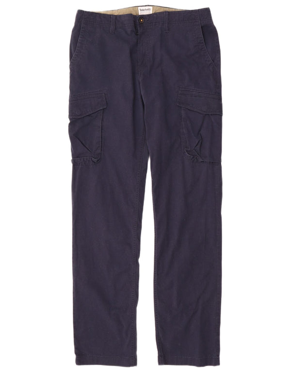Calça cargo reta masculina Timberland W34 L34 algodão azul marinho