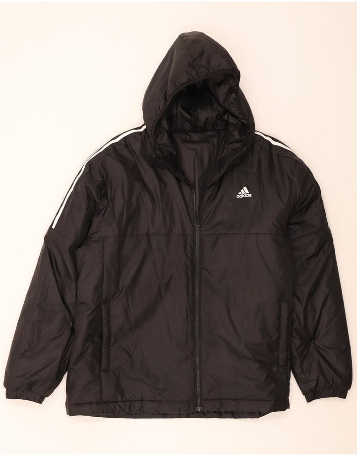 Jaqueta corta-vento masculina Adidas com capuz UK 44 2XL poliéster preto