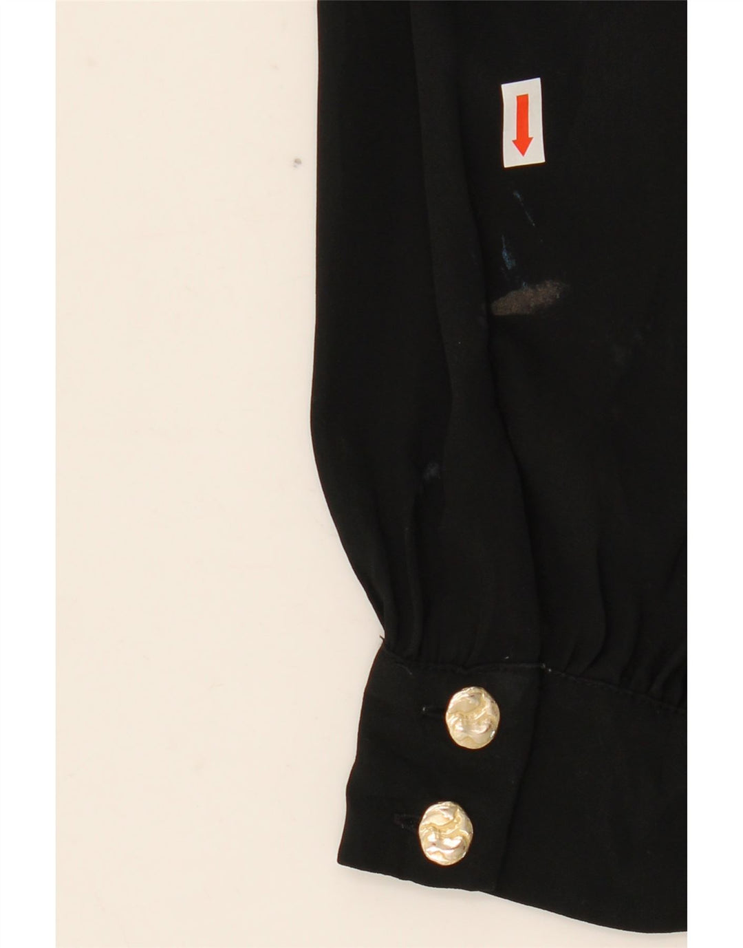 Blusa feminina Zara manga comprida com gravata frontal Reino Unido 10 pequeno poliéster preto