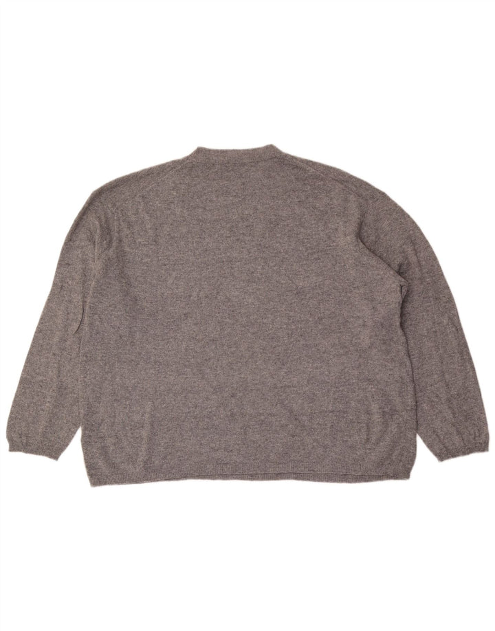Zara Suéter feminino oversized com gola redonda Reino Unido 16 grande lã cinza