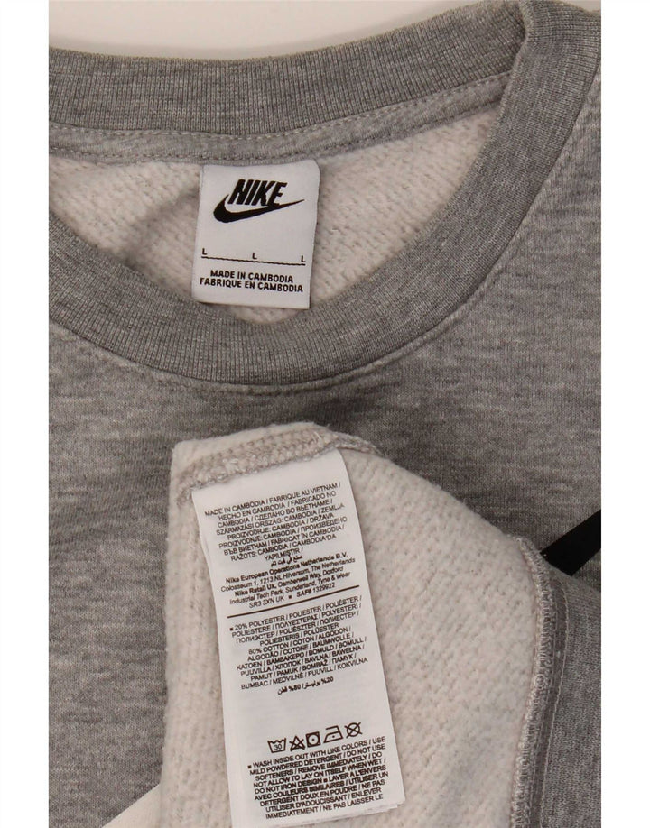 Moletom gráfico masculino Nike Jumper grande algodão cinza