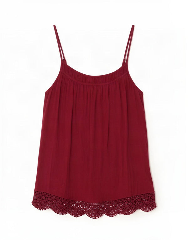 Fat Face Womens Cami Top Reino Unido 8 Pequeno Borgonha Viscose