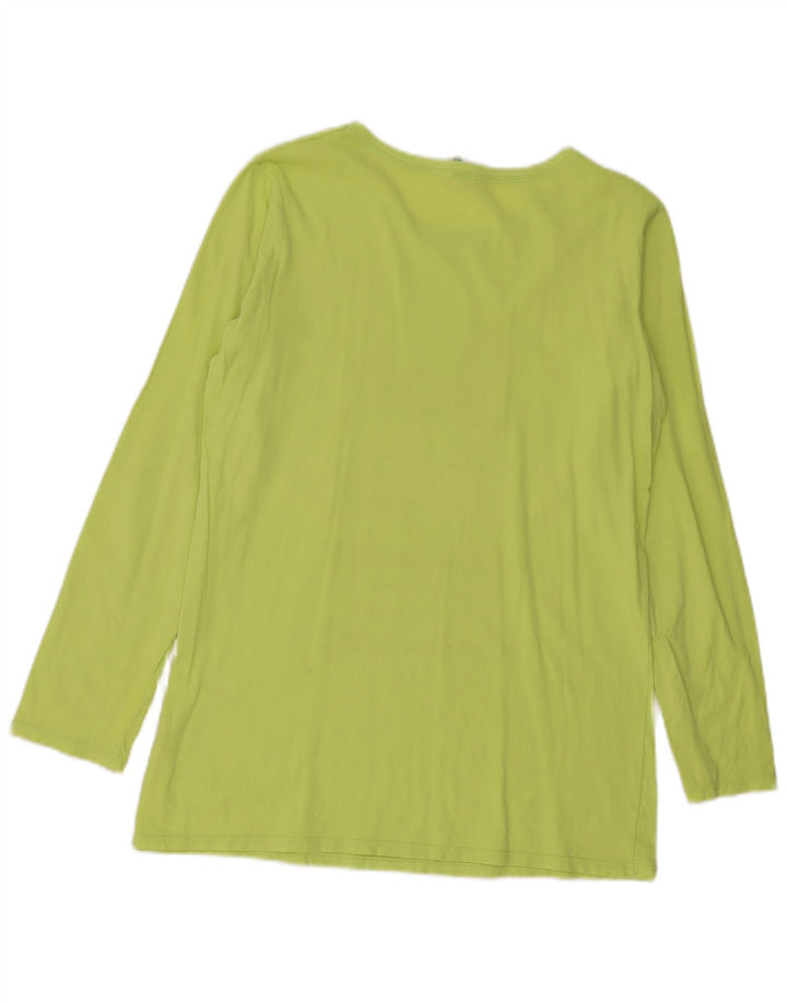 Top feminino com estampa Peanuts da BENETTON manga comprida Reino Unido 14 algodão verde médio