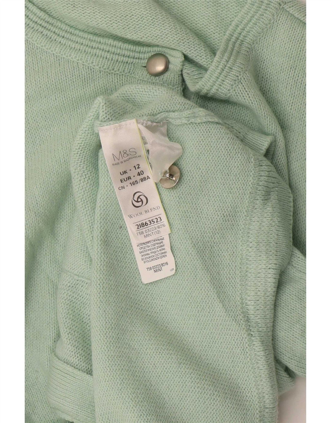 Suéter cardigã feminino Marks & Spencer UK 12 acrílico verde médio
