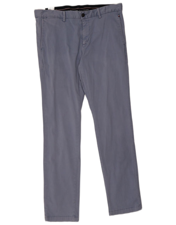 Tommy Hilfiger Mens Flex Slim Chino Calças W36 L32 Azul Algodão