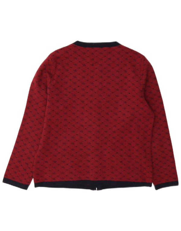 Suéter cardigã feminino Castle of Ireland Reino Unido 14 viscose xadrez vermelha média