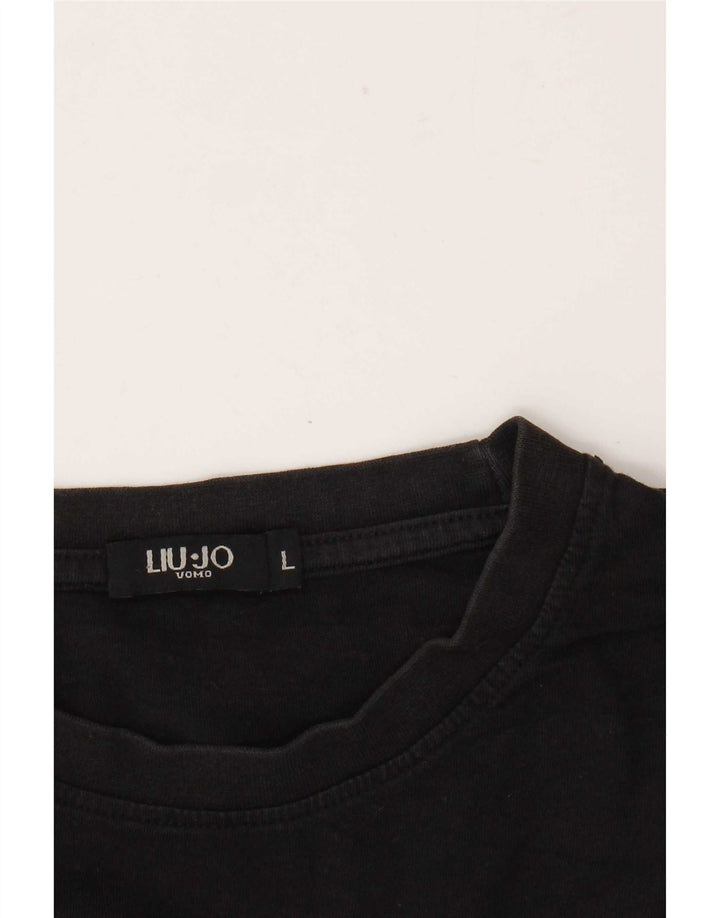 Liu Jo Camiseta masculina gráfica top grande preto
