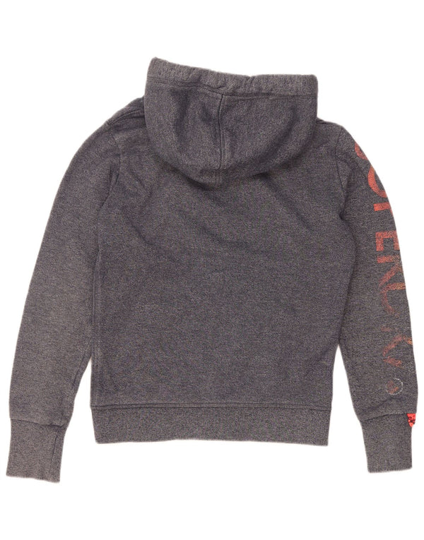 Suéter feminino Superdry com capuz e zíper gráfico UK 10 pequeno algodão cinza