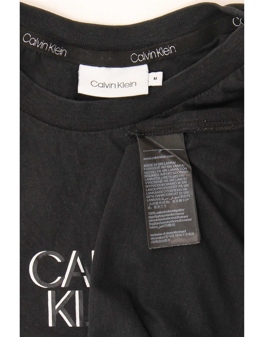 Calvin Klein Camiseta masculina gráfica Top médio algodão preto