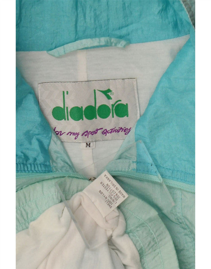 Diadora Womens Oversized Tracksuit Top Jacket UK 14 Médio Azul Floral