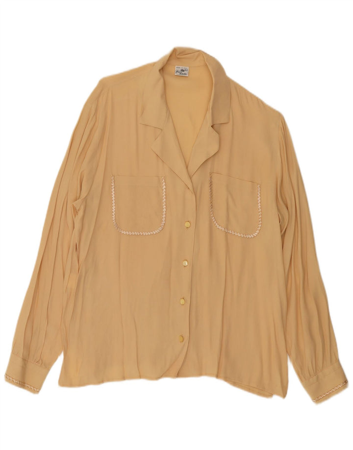 Blusa feminina vintage IT 46 grande acetato bege