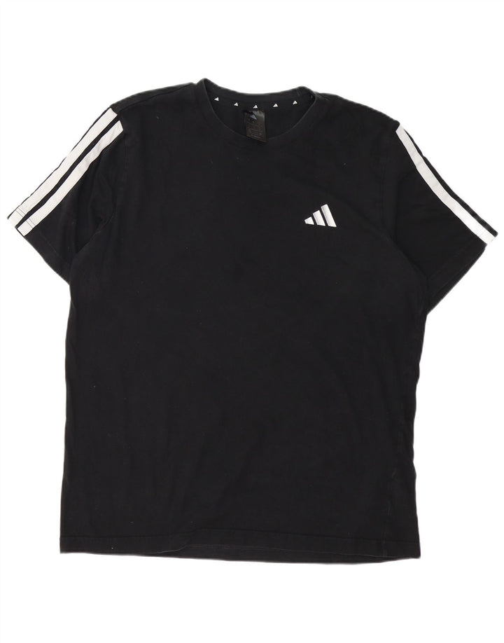 Adidas Mens Camiseta Top Grande Algodão Preto
