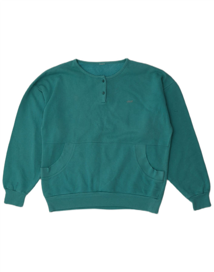 Suéter feminino Etirel com gola redonda e botão UK 16 grande azul