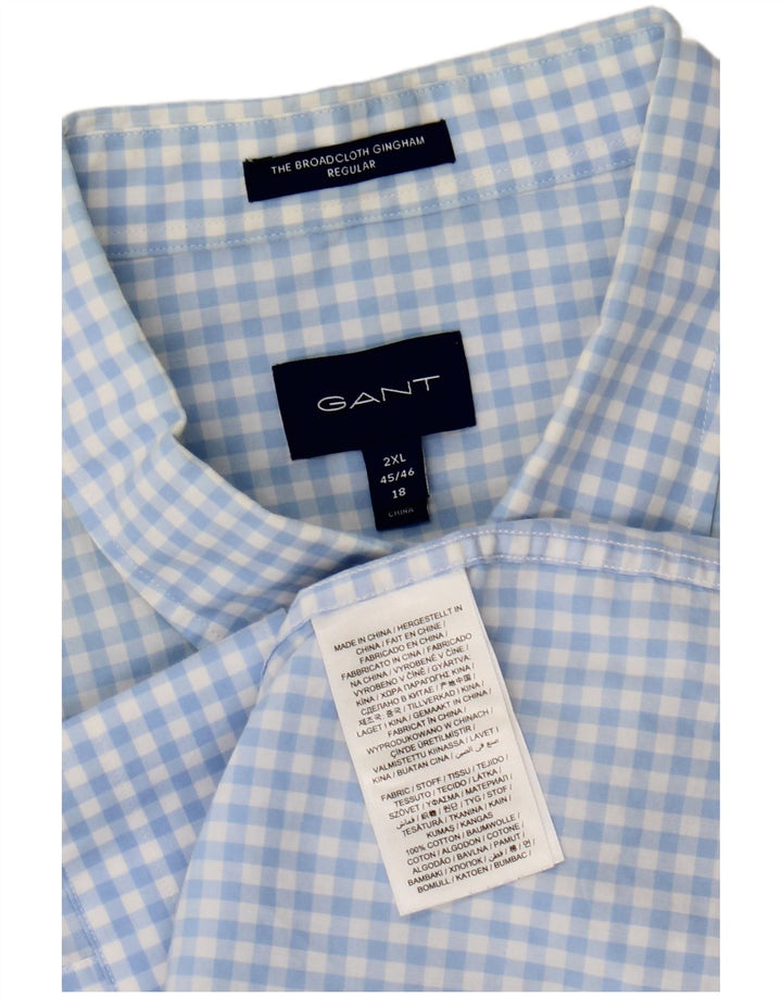 Camisa masculina Gant Regular Fit tamanho 45/46 18 2XL algodão guingão azul