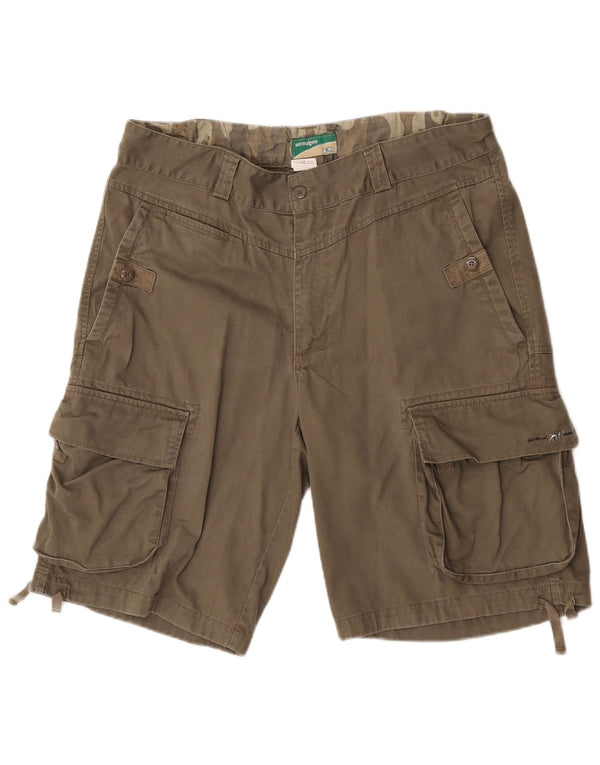 Shorts cargo masculino vintage IT 52 XL W34 algodão cáqui
