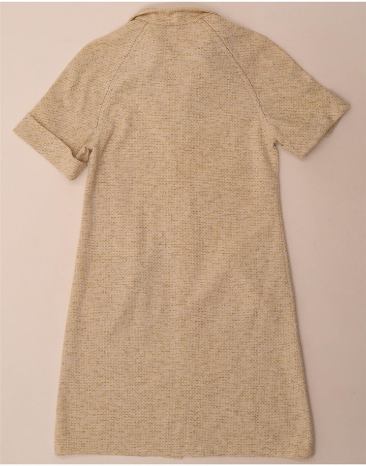 Vestido feminino vintage UK 14 médio bege manchado