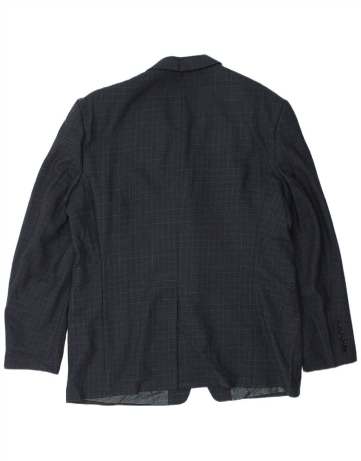Jaqueta blazer masculina de 3 botões Paul Smith Reino Unido 40 grande lã de guingão azul marinho