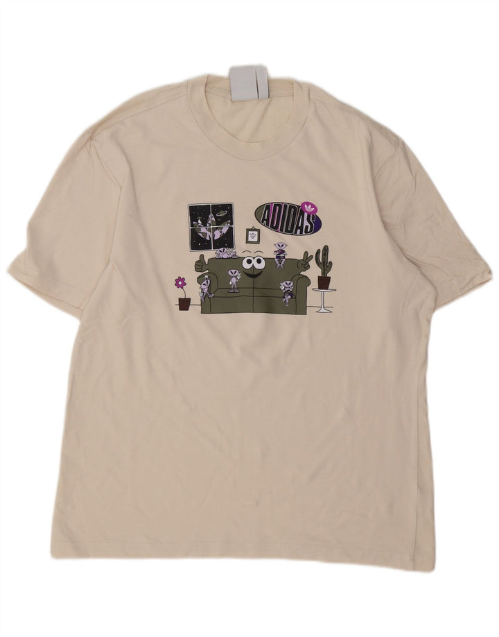 ADIDAS Mens Graphic T-Shirt Top Grande Branco