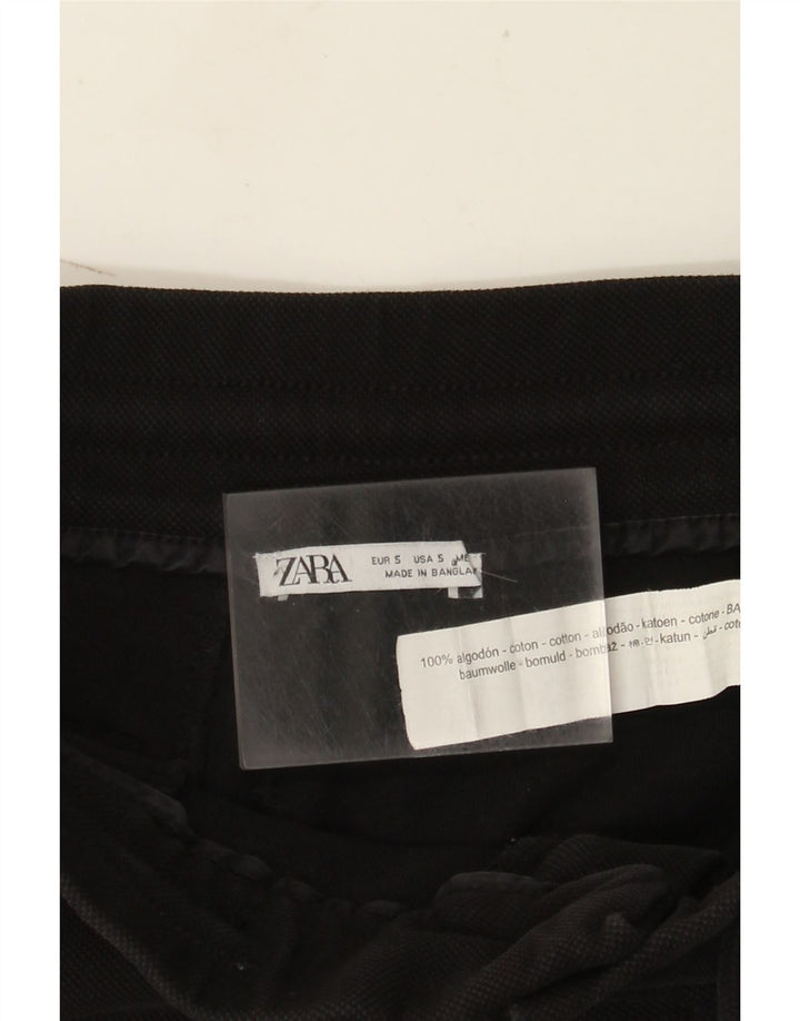 Zara Mens Cargo Shorts Pequeno W30 Algodão Preto