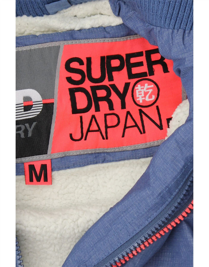 Jaqueta corta-vento feminina SUPERDRY com capuz gráfico UK 14 azul médio