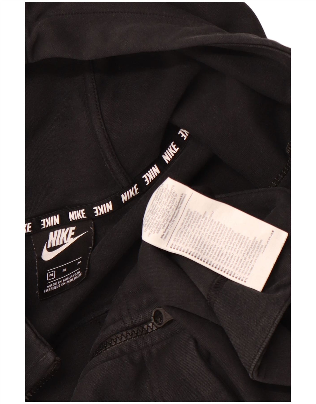 Suéter Nike feminino com capuz e zíper gráfico UK 14 médio algodão preto