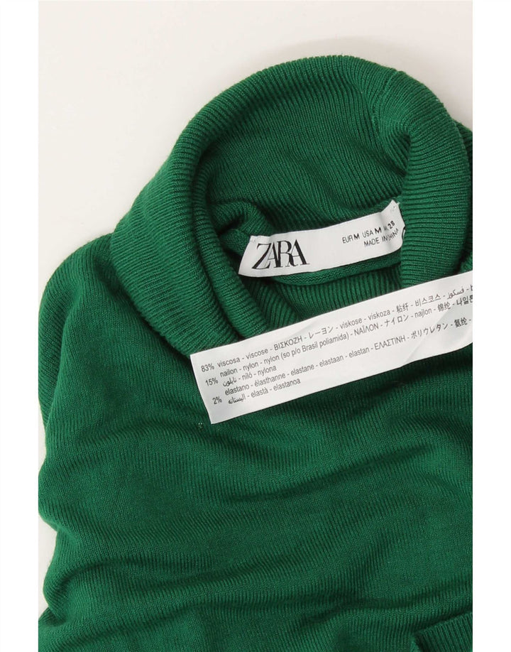 Suéter feminino Zara com gola redonda e viscose verde médio Reino Unido 12