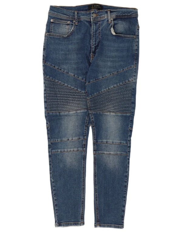 Zara Mens Skinny Jeans EU 44 Grande W34 L27 Azul Patchwork Algodão