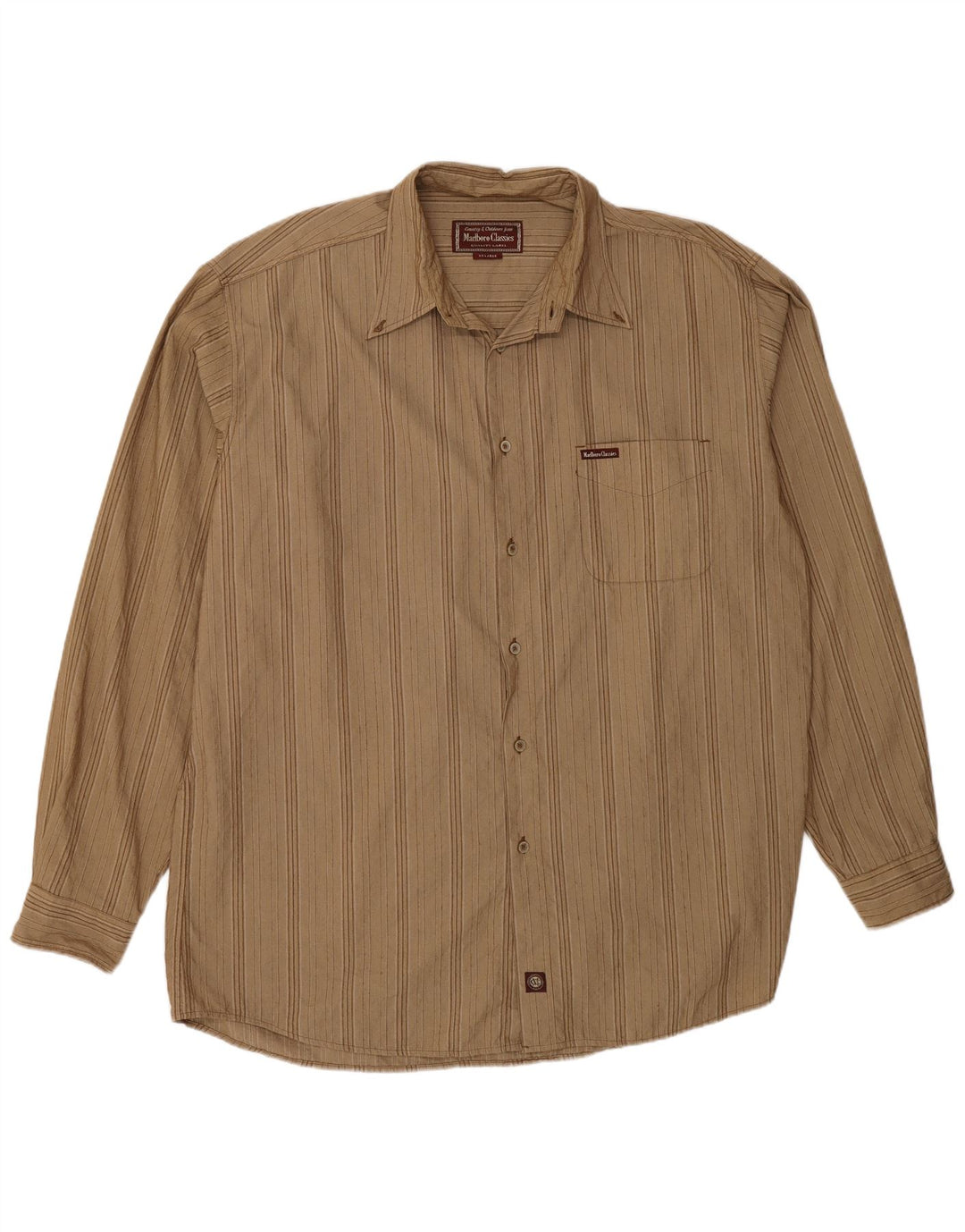 Camisa masculina Marlboro Classics 2XL algodão listrado bege