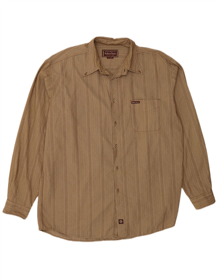 Camisa masculina Marlboro Classics 2XL algodão listrado bege