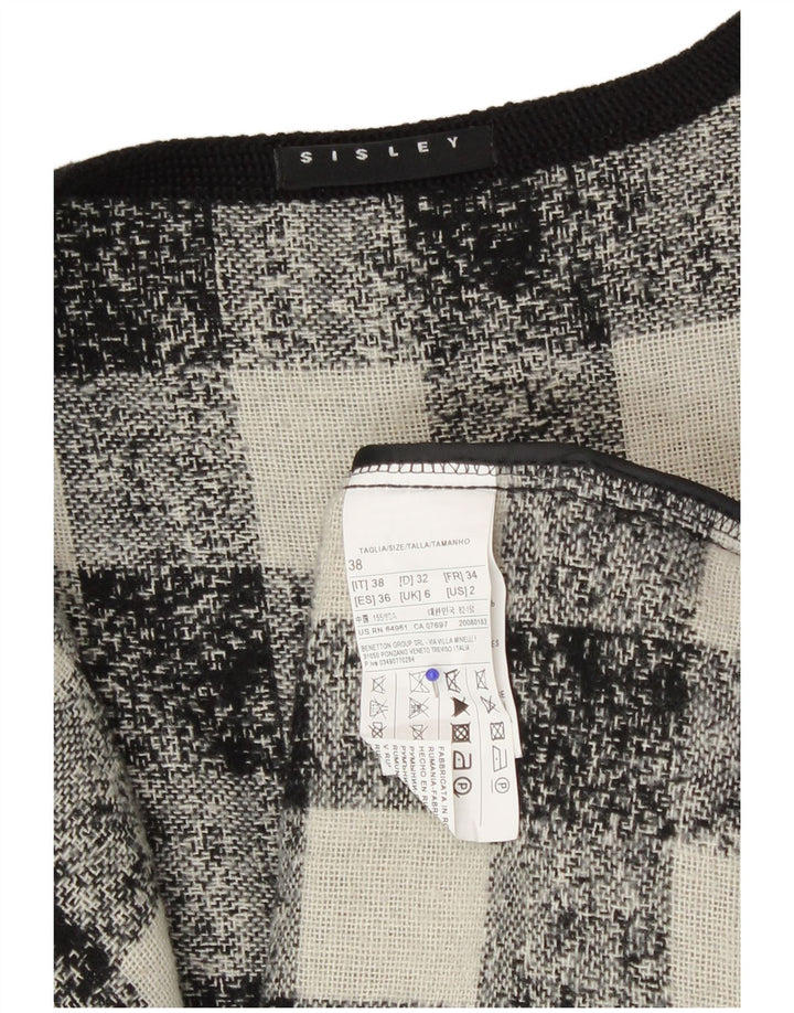 Jaqueta Blazer Oversized Sisley Feminina Reino Unido 6 XS Preto Gingham Acrílico