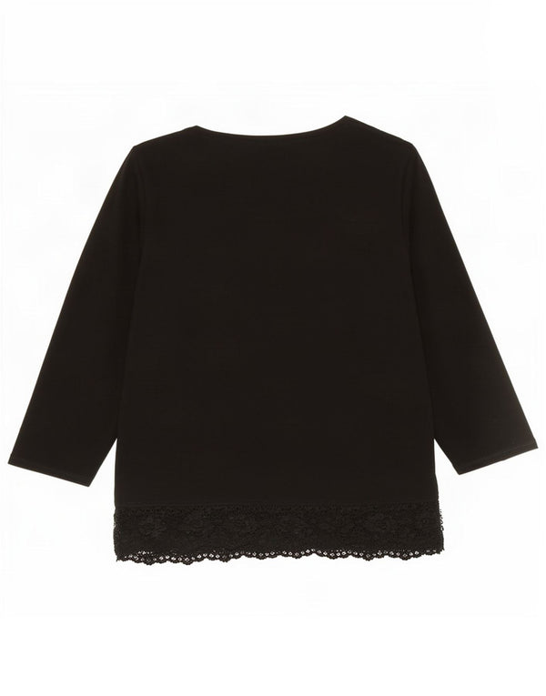 Blusa feminina Marks & Spencer manga 3/4 Reino Unido 14 viscose preta média