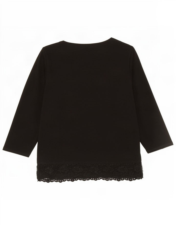 Blusa feminina Marks & Spencer manga 3/4 Reino Unido 14 viscose preta média