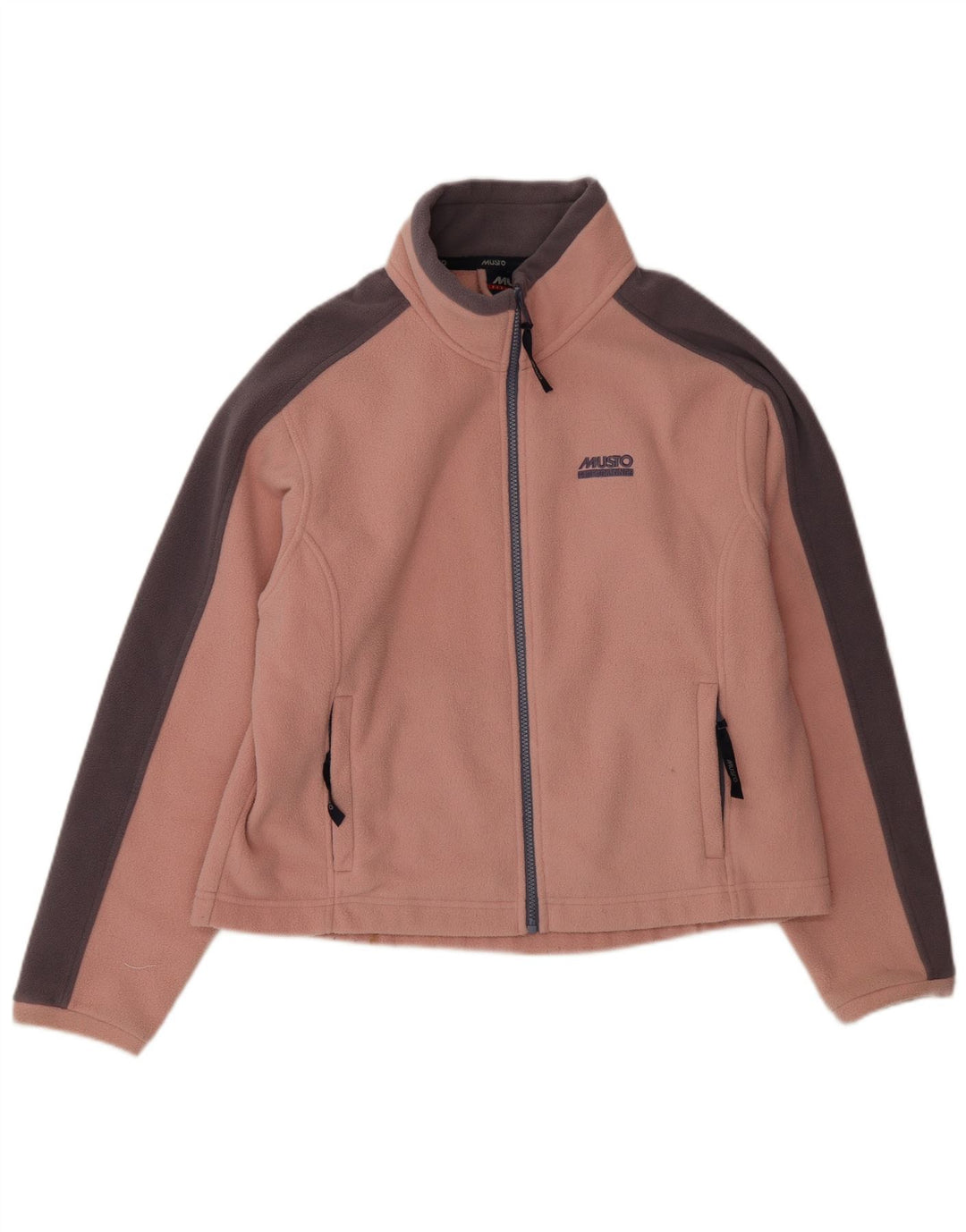 Jaqueta de lã feminina Musto Reino Unido 14 grande poliéster colorblock rosa