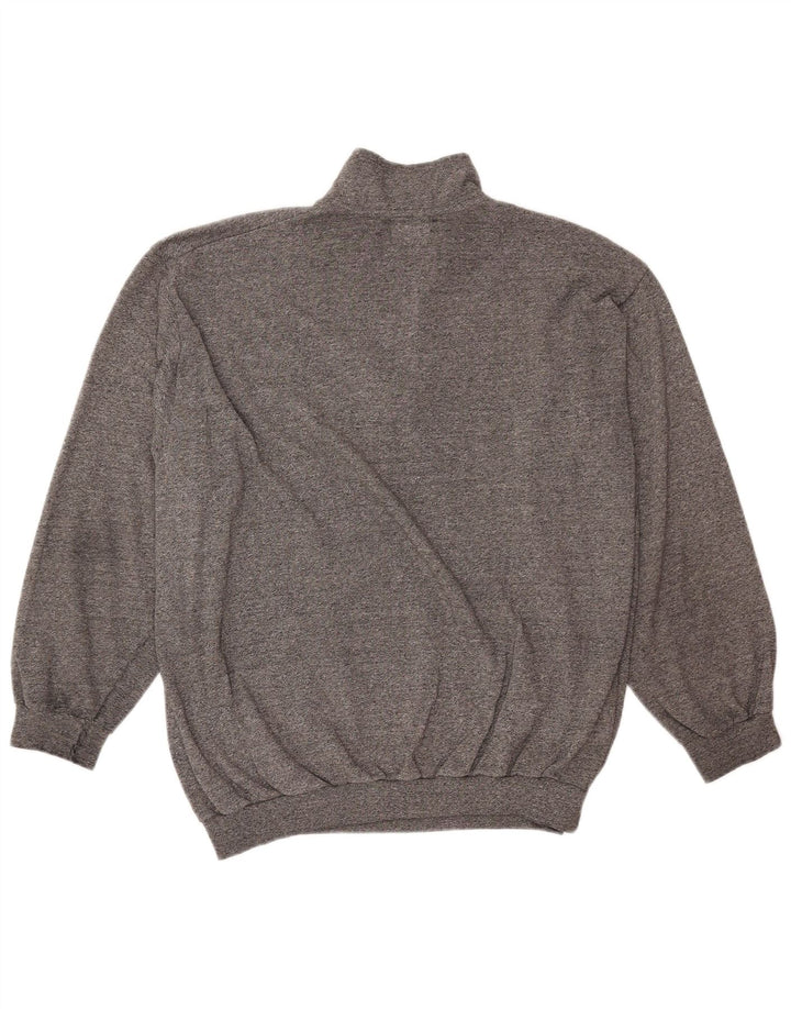 Suéter feminino VINTAGE com zíper e gola UK 18 XL cinza manchado