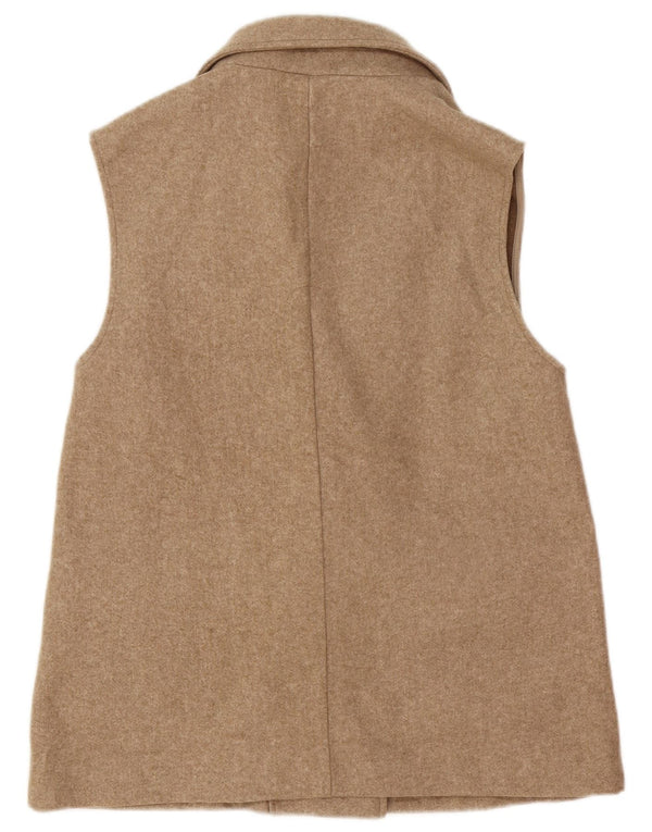 Colete utilitário Zara feminino com peito duplo UK 12 poliéster bege médio