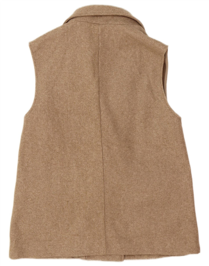 Colete utilitário Zara feminino com peito duplo UK 12 poliéster bege médio