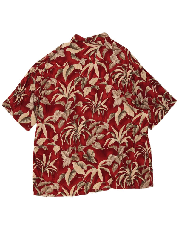 Camisa masculina de manga curta Pierre Cardin 2XL Borgonha Floral Rayon Havaiana